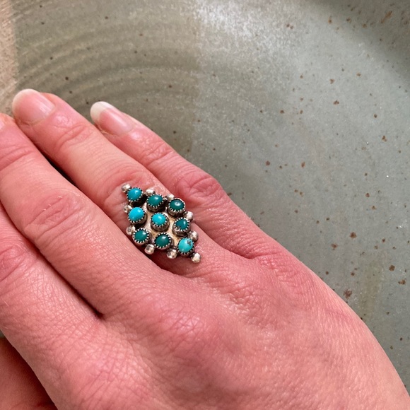 Antique Genuine Turquoise Sterling Silver Native American Ring - Picture 3 of 6